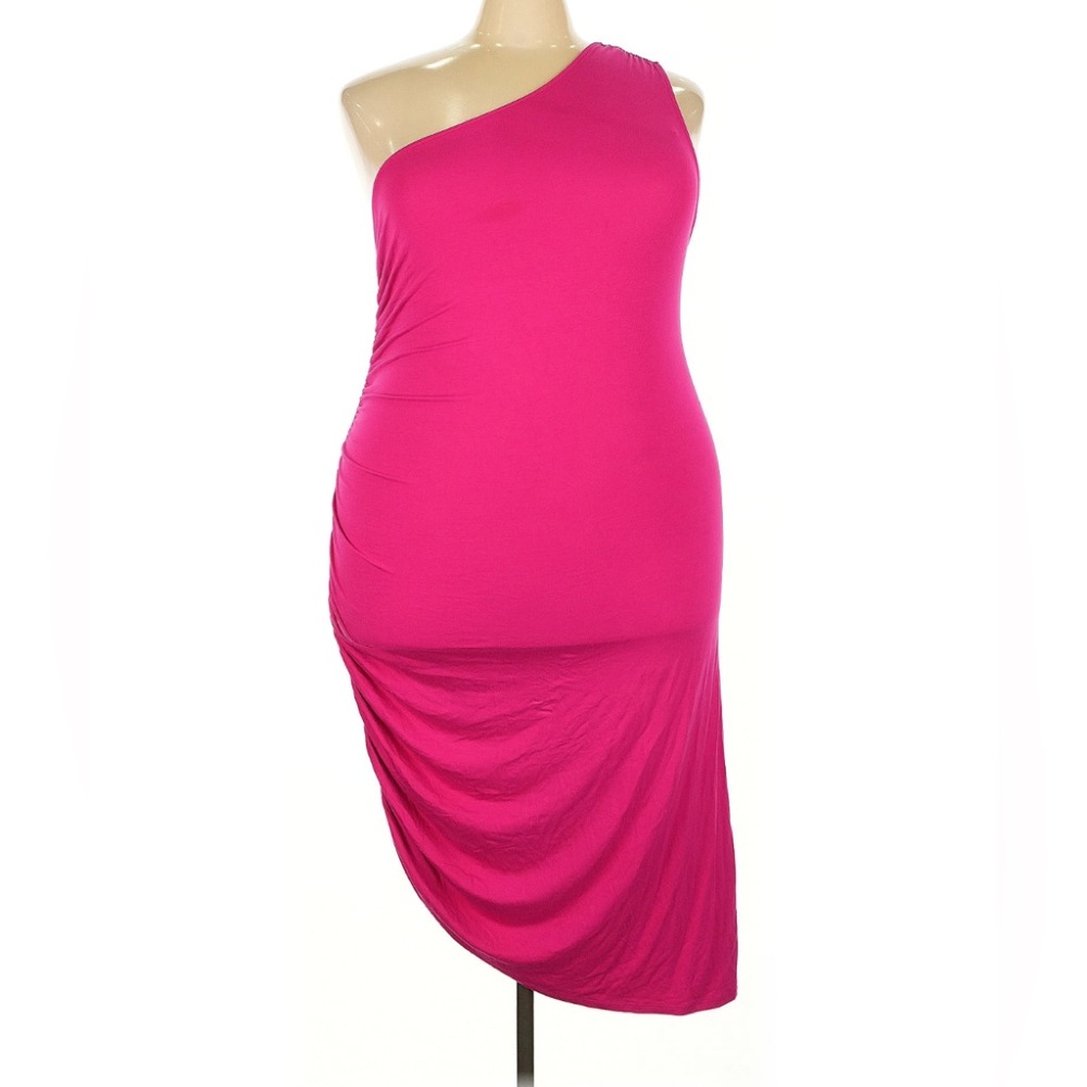 Pink One Shoulder Cocktail Dress